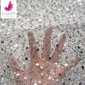 Pha Lê Sequins Cô Dâu Sang Trọng Thêu Hạt Đám Cưới Vải Tuyn Trắng Đính Cườm Ren Vải Với Ngọc Trai Cho 5 Yards HY1544-5 - Product Image 3