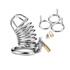 Male Chastity Device Cock Ring Penis Ring Lock Stainless Steel Dick Bondage Chastity Cage