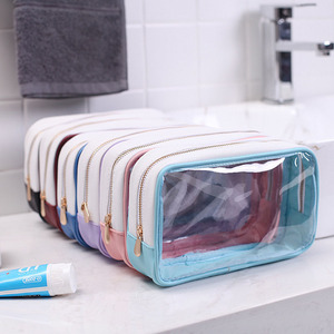 Di lusso all'ingrosso logo personalizzato promozionale delle donne DELL'UNITÀ di elaborazione di trucco del sacchetto del sacchetto di cuoio <span class=keywords><strong>e</strong></span> sacchetto cosmetico del pvc con la chiusura lampo - Product Image 2