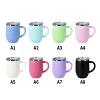Gobelet isotherme double paroi 12oz en acier inoxydable intérieur et plastique extérieur, avec poignée, personnalisable avec logo ODM, pour vin, usage domestique, bureau et voyage