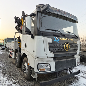 รถบรรทุกใหม่ติดตั้งเครนพับได้บนแขนรถยก ยี่ห้อ Shacman F3000 X3000 Howo 430 400 แรงม้า รถบรรทุกตู้บรรทุกสินค้า 12 ล้อ รถบรรทุกพื้นเรียบ - Product Image 2