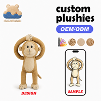 Peluche singe personnalisée OEM d'usine, vente en gros, logo personnalisé, animaux en peluche doux pour activités marketing