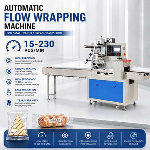 High Speed Automatic Flow Packing Machine Small Cake Mini Bread Horizontal Pillow Wrapping Sealing Equipment Bakery <b>Packaging</b> - Product Image 1