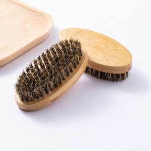 Brocha de afeitar y barba para hombres de marca privada con cerdas de jabalí y mango de madera de bambú de 11cm para viajes para hombres - Product Image 6