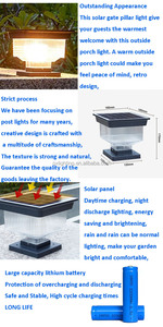 Lampe solaire extérieure étanche pour jardin, cour, clôture, pilier, allée, <span class=keywords><strong>portail</strong></span> - Product Image 2