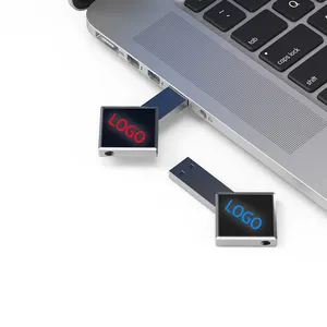 32GB Pen Drive LED lucu USB Stick memori stik perak gantungan kunci perangkat penyimpanan U Disk Pendrive