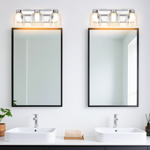 Modern Luxury Bathroom <b>Vanity</b> Light Silver Finish Creative Double Clear Glass Lampshade Indoor Wall Light For Hotel Home Decor - Product Image 2