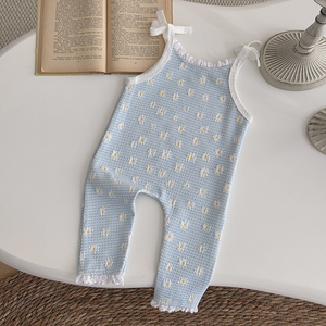 จั๊มสูทลายดอกไม้แบบเกาหลีกางเกงสายเดี่ยวเอี๊ยมกางเกงลำลองฤดูใบไม้ผลิฤดูใบไม้ร่วงชุดเอี๊ยมสำหรับเด็กทารกเด็กผู้หญิง - Product Image 4