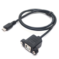 Cable USB Tipo B Macho a Tipo C Hembra de 5 Pines con Bloqueo de Tornillo, Conductor de Cobre Puro y Revestimiento de Nailon para una Conexión de Red Estable