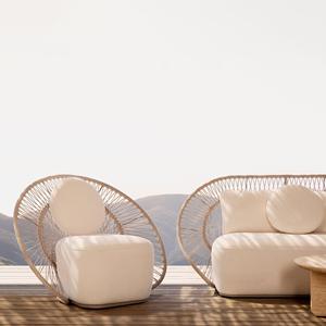 Luxury Modern Balcony Furniture Outdoor Single Double Seats Aluminum Metal Modular Rope Woven Outdoor - Product Image 2