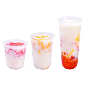 Copos plásticos descartáveis PET em forma de U 10oz 12oz 14oz 16oz 20oz 24oz copo de sorvete personalizado