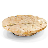 Grande table basse ronde de luxe en pierre naturelle d'Italie, en cuivre, en bois massif moderne, design de meubles de salon