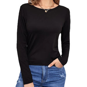 Camiseta de Manga Larga Estampada para Mujer, Ecológica, 100% Algodón, Diseño Moderno, Tela Suave, Casual, Tallas Grandes, Venta al Por Mayor - Product Image 3