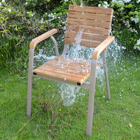 Ensemble de table et chaises de salle à manger en bambou d'extérieur, structure en aluminium, design moderne minimaliste, mobile, pour patios, villas, balcons, meubles d'extérieur