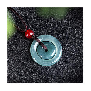 Collier en jade naturel avec pendentif en forme de beignet, pendentif en jade naturel pour mère et enfant, breloques pour garçons et filles, vente en gros - Product Image 1