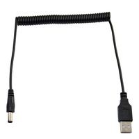 Cable de Alimentación USB Macho de 1.35mm X 3.5mm DC en Espiral, Carga Rápida de 3A, Blindaje de Lámina de Cobre Puro, 12 Meses de Garantía para Banco de Energía