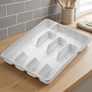 <b>Small</b> Gray Eco-Friendly Plastic PP Folding Multifunctional Cutlery Holder Organizer Kitchen Storage Rack Home Restaurant Use - Product Image 3