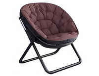 Fauteuil lune moderne en métal avec assise rembourrée en mousse souple, inclinable, empilable et imperméable pour salon
