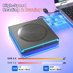 Lecteur de <span class=keywords><strong>DVD</strong></span> externe RGB 8X 24X, lecture et gravure haute vitesse de <span class=keywords><strong>DVD</strong></span> et CD, lecteur de CD <span class=keywords><strong>DVD</strong></span> USB 3.0 pour ordinateur portable - Product Image 3