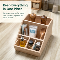 Organisateur de bureau en bambou naturel, multi-compartiments, pour fournitures de bureau, cosmétiques, épices de cuisine