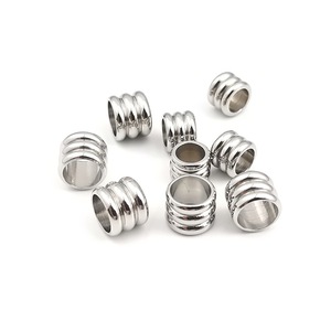 Stainless Steel Three Groove <b>Beaded</b> Ring For Leather Cord <b>Bracelet</b> DIY Spacer Sleeve <b>Gold</b> Silver Color Unisex Jewelry Making - Product Image 2