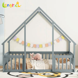 Lit pour enfants en bois de pin naturel forme de maison Montessori chambre à coucher lit pour <span class=keywords><strong>b</strong></span>é<span class=keywords><strong>b</strong></span>é espace de sommeil sûr pour tout-petit à l'école Villa - Product Image 2