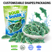 Groothandel Haaienvormige Gummy Candy Zuurzoete Fruit smaak Zachte Halal Op Maat Gemaakte Producent OEM ODM Private Label TK Bulk