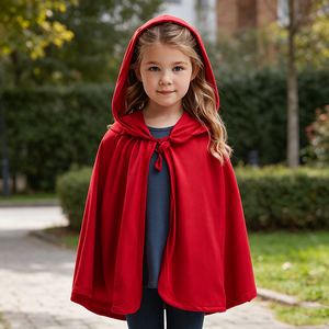 Capa con capucha <span class=keywords><strong>roja</strong></span> para niños, disfraz de <span class=keywords><strong>Caperucita</strong></span> <span class=keywords><strong>Roja</strong></span> para niñas, disfraz de cuento de hadas para Halloween - Product Image 4