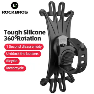 Rockbros Fiets Verstelbare Mobiele Telefoon Accessoires Elastische Siliconen Houder 360 Rotatie Motorfiets Mount Ondersteuning Stuur