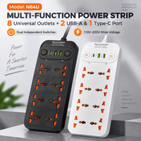 Multiprise de distribution d'alimentation 8 prises CA, 2 ports USB Type C, double interrupteur AB, personnalisable pour laboratoires de recherche, post-production audio et le secteur du cinéma