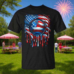 T-shirt patriotique de baseball avec drapeau américain, design américain du 4 juillet - Product Image 3
