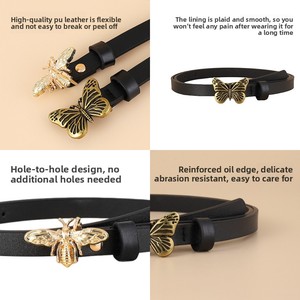 Ceinture décorative pour robe et manteau, style doux pour femmes, coupe ajustée, boucle en alliage papillon abeille, personnalisable, vente en gros - Product Image 3