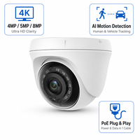 Kamera Dome IP PoE 5MP H.265 AI Deteksi Manusia dan Kendaraan Kamera Keamanan Luar Ruangan Tahan Air IP66