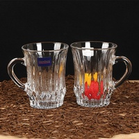 Ensemble de tasses en verre de 200 ml, 6 pièces, tasses à boire transparentes avec poignée pour la maison et les cadeaux