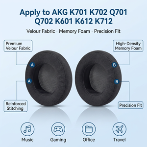 Almohadillas de repuesto para auriculares <span class=keywords><strong>AKG</strong></span> K701 K702 Q701 Q702 K601 K612 K712, espuma de terciopelo más suave de alta densidad - Product Image 3