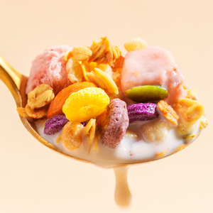 OEM Chế Biến Sữa Chua Trái Cây Sấy Khô Dâu Tây Bột Yến Mạch Nướng Trái Cây Bột Yến Mạch 400G Túi Khô Ăn - Product Image 4