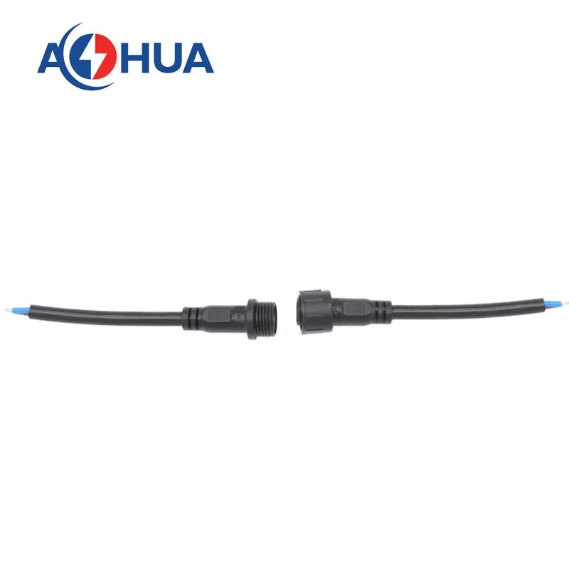 2pin Connector AOHUA 18AWG 20AWG 22AWG Pvc Cable Male Female Ip65 M16 2pin Waterproof Connector For Garden Light