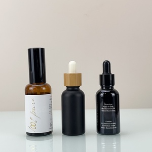 Cosmetic Eye Essential Oil Glass <b>Dropper</b> <b>Bottle</b> Matte Black Silk Screen 30ml Facial Hydrating Lotion Serum Essential Oil <b>Bottle</b> - Product Image 1