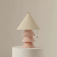 Décoration artisanale en pierre d'onyx naturel empilée, lampe de table avec abat-jour en lin, base en pierre translucide pour la décoration intérieure