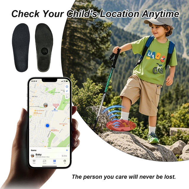 Outdoor Safety Assurance air Tag Insole Inserted with GPS tracker Insole to Prevent Children From Losing Insoles for Shoes