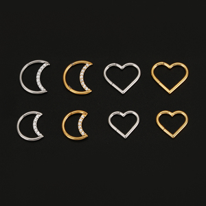 YW-anillo de acero inoxidable con forma de corazón y Luna, <span class=keywords><strong>Piercing</strong></span> para la nariz, color dorado - Product Image 5