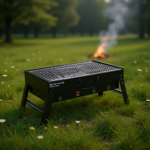 DB <b>Portable</b> Foldable <b>Charcoal</b> Grill For Camping Picnics Garden <b>BBQ</b> Outdoor Stove Metal Black Model D0100XTM99Y - Product Image 2