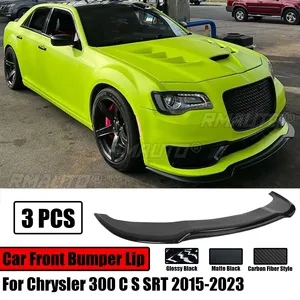 3PCS for Chrysler 300 C S SRT 2015-2023 Glossy Black Car Front Bumper Lip <b>Splitter</b> Spoiler Body Kit Carbon Fiber Style - Product Image 1