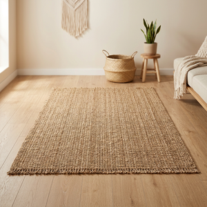 Alfombra de Yute Rectangular de Color Sólido, Tejido Plano, Estilo Rústico, para Sala de Estar, Pelo Fino, Fácil de Limpiar - Product Image 2