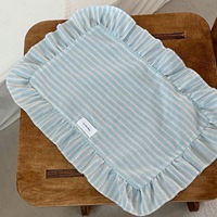 Napperon en dentelle rayée moderne de style français bleu ciel Ins-Style serviette en tissu à volants frais décoration de table cache-poussière