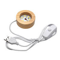 Support en bois avec logo gravé, forme 3D, abat-jour imprimé, lampe de chevet créative décorative, lumière d'ambiance LED, lampe de table, base de lampe d'appoint