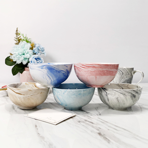 2025 màu xám đen hiện đại đá cẩm thạch lớn tròn súp mì ngũ cốc salad trái cây Sứ Bát tùy chỉnh bát cơm đặt - Product Image 1