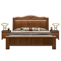 Ensemble de meubles de chambre à coucher de style chinois moderne, lit king-size en bois massif, meubles en bois bon marché, lit queen-size avec rangement
