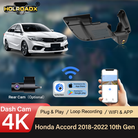 Caméra embarquée Holroadx Black 4K, enregistreur vidéo, adaptée aux Honda Accord Gen10 2018-2022, double objectif grand angle 170°, vision nocturne