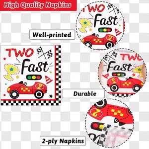 Deux fournitures rapides pour fête d'anniversaire, voiture de course, assiettes en papier, serviettes, <span class=keywords><strong>Kit</strong></span> de <span class=keywords><strong>vaisselle</strong></span> <span class=keywords><strong>jetable</strong></span> pour Baby Shower de deux ans - Product Image 4